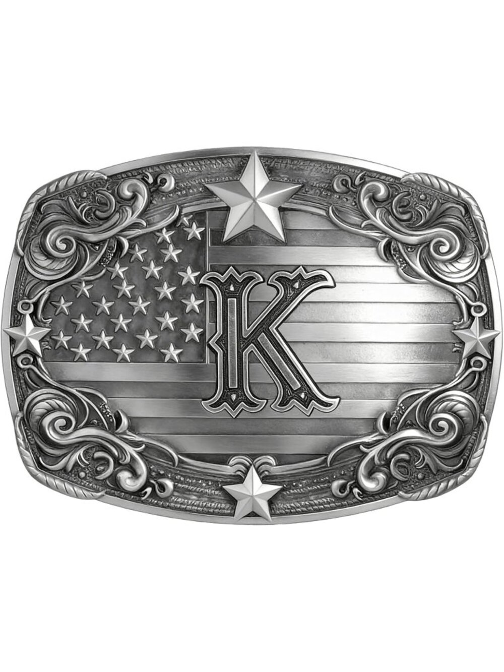 Men K Vintage Western Buckle Initial Letter Cowboy Belt